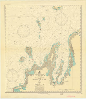 Lake Michigan - Manitou and Fox Islands Map - 1935