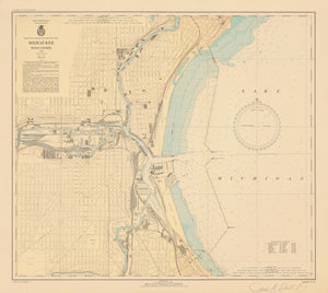 Lake Michigan - Milwaukee Harbor Map - 1939