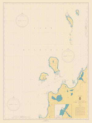 Lake Michigan - Platte Bay to Leland Map - Chart 705 - 1944