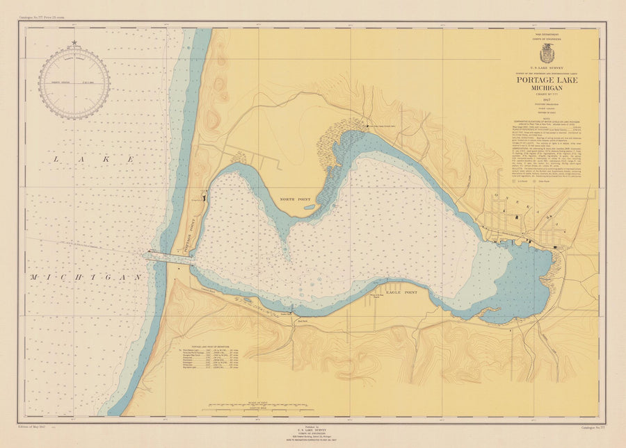 Lake Michigan - Portage Lake Map - 1947