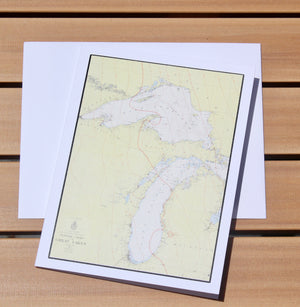 Lake Michigan & Lake Superior Map Notecards (1955) 4.25"x5.5"