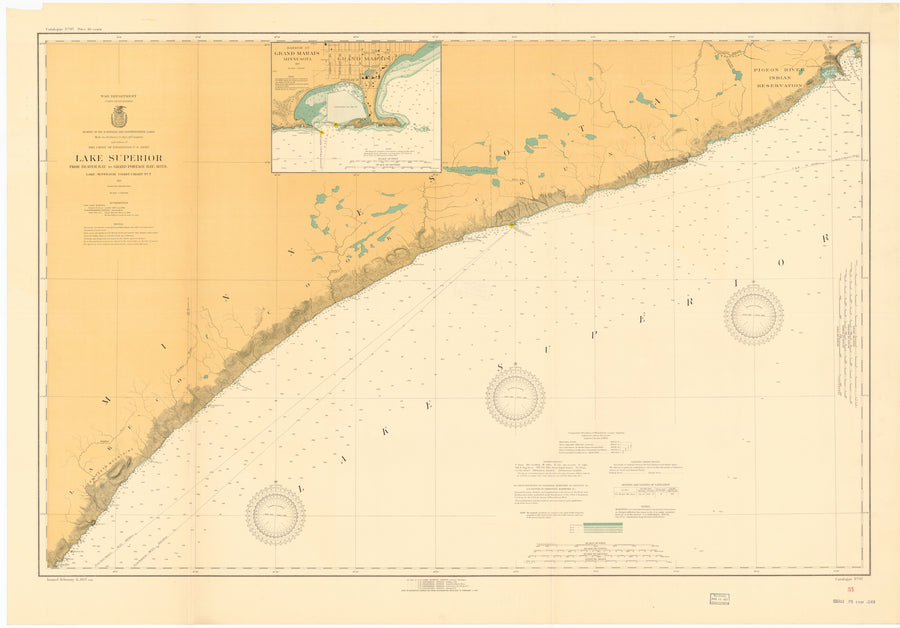 Lake Superior - Beaver Bay to Grand Portage Bay Map - 1927