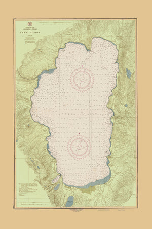 Lake Tahoe Map - 1951 (green with tan border)