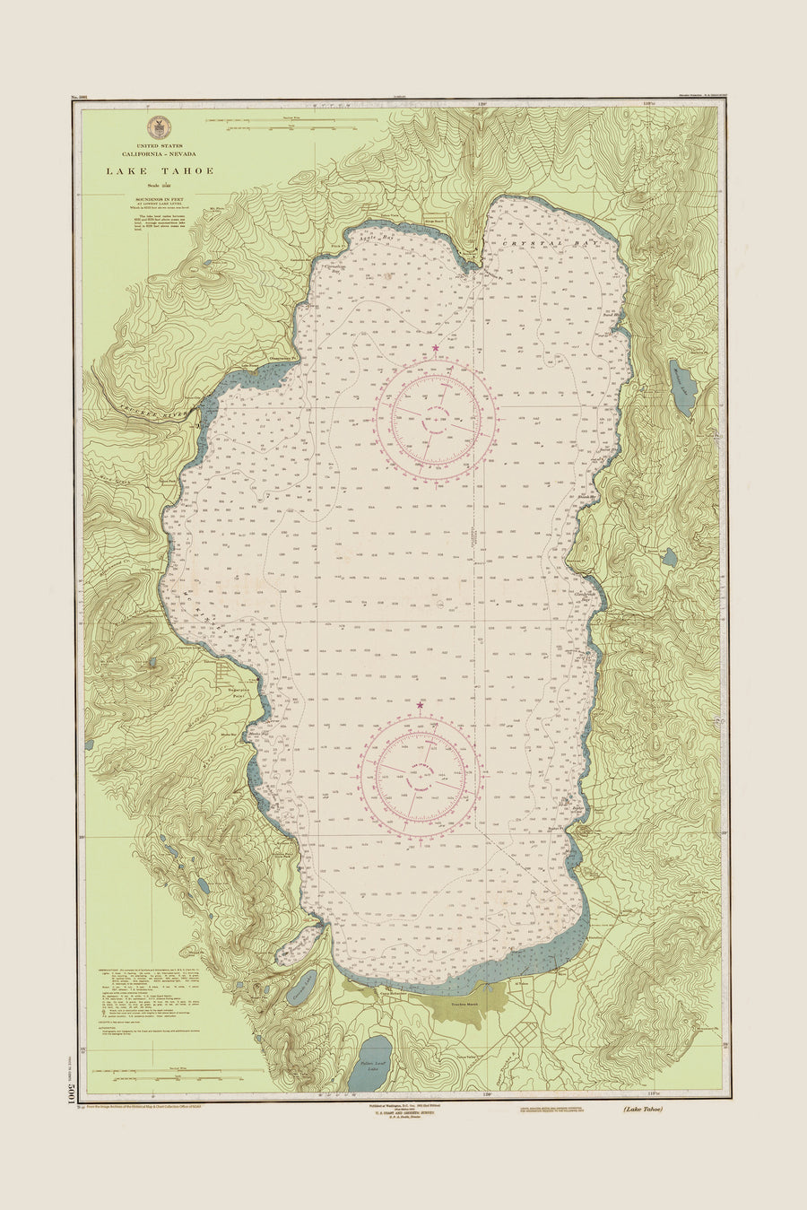 Lake Tahoe Map - 1951 (Green)