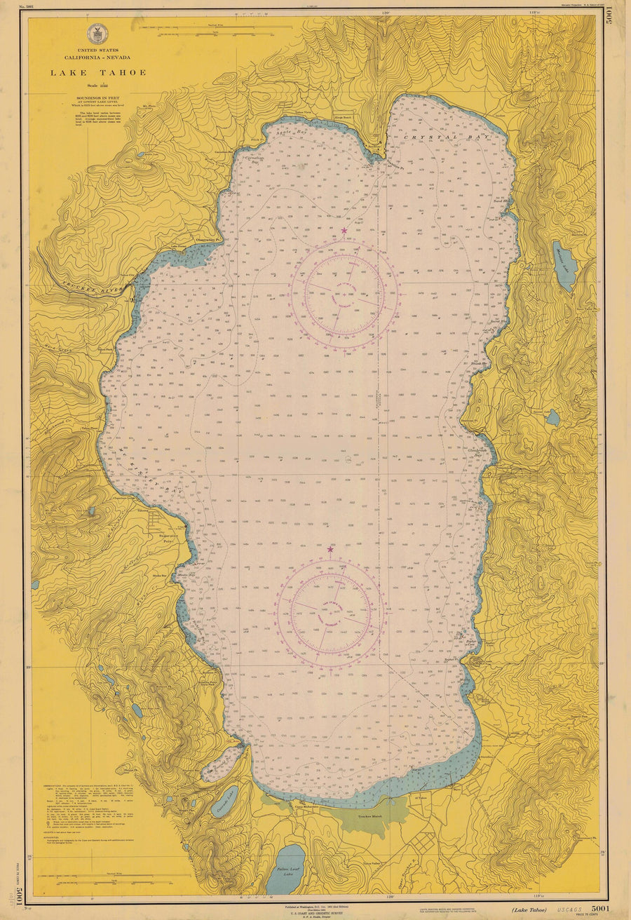 Lake Tahoe Map - 1951