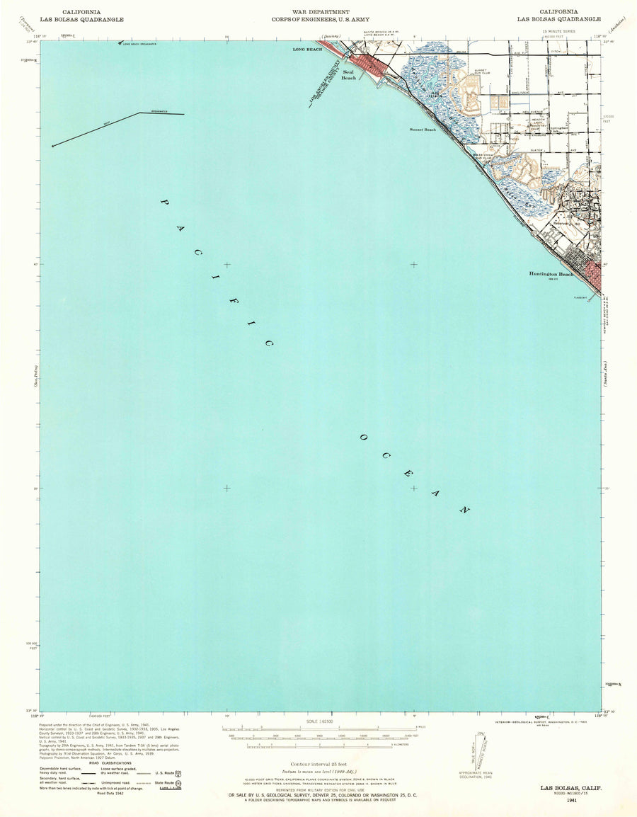 Las Bolsas California Topographic Map 1941
