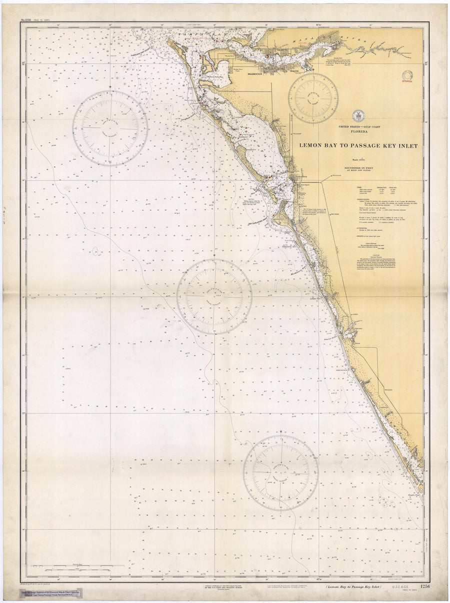 Lemon Bay to Passage Key Inlet Map - 1934
