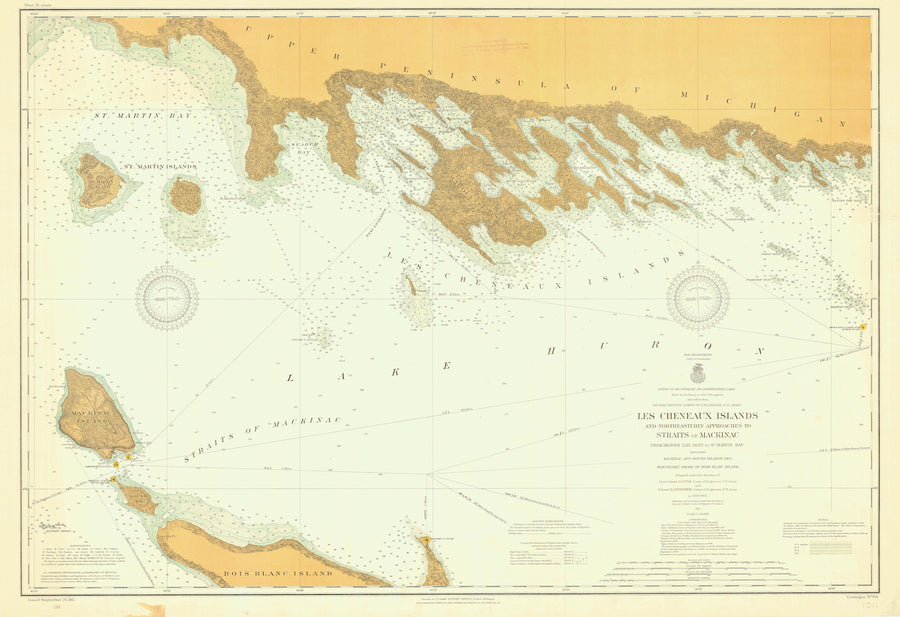 Les Cheneaux Islands (including Mackinac Island) Lake Huron Map - 1911