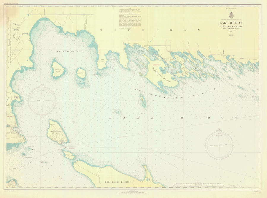 Les Cheneaux Islands (including Mackinac Island) Lake Huron Map - 1940