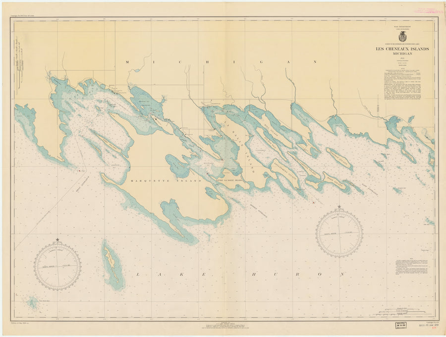 Les Cheneaux Islands - Lake Huron Map - 1939