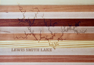 Lewis Smith Lake, AL Map Engraved Wooden Serving Board & Bar Board