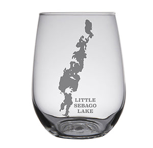 Little Sebago Lake Map Engraved Glasses