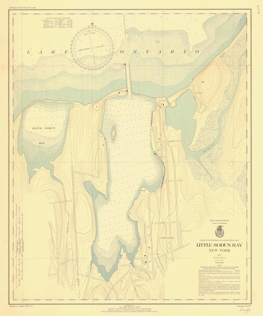 Little Sodus Bay Map - 1937