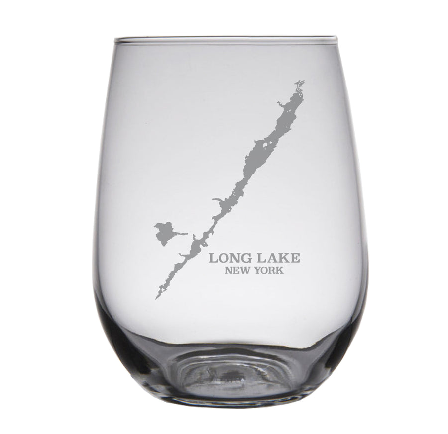 Long Lake (NY) Map Engraved Glasses