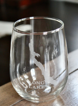 Long Lake (ME) Map Engraved Glasses