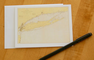 Long Island Island Map Notecards (1918) 4.25"x5.5"