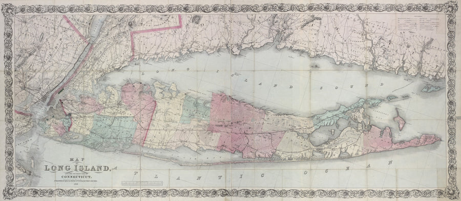 Long Island & Long Island Sound Map - 1870