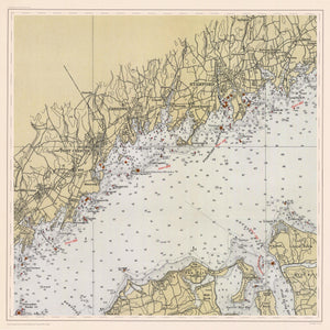 Long Island - Greenwich Harbors Map 1934