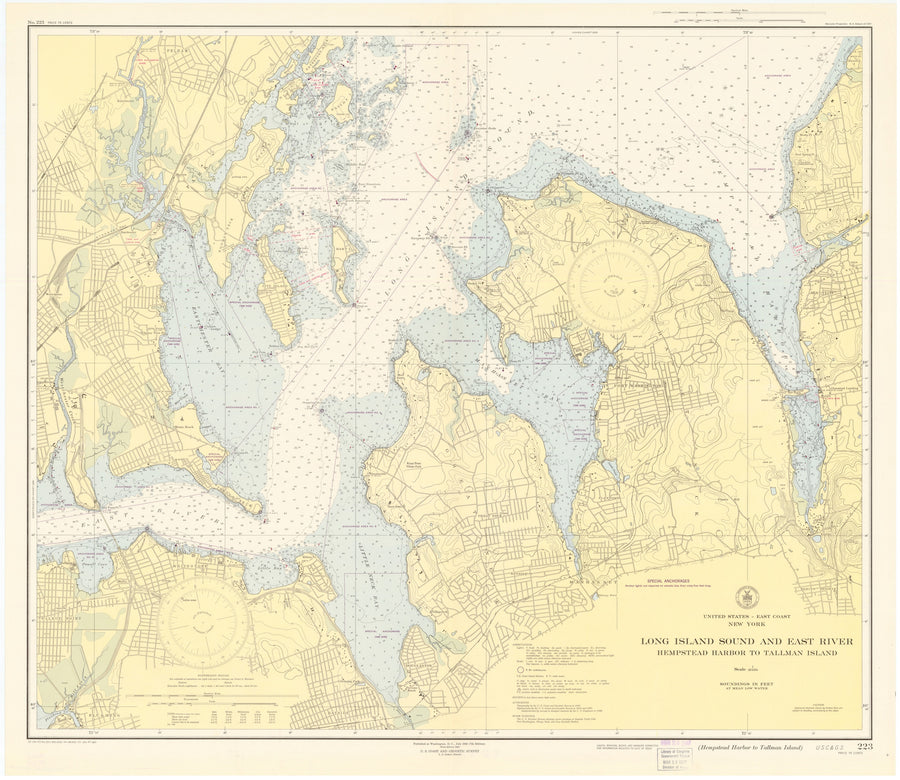 Long Island Sound and East River Map - 1947