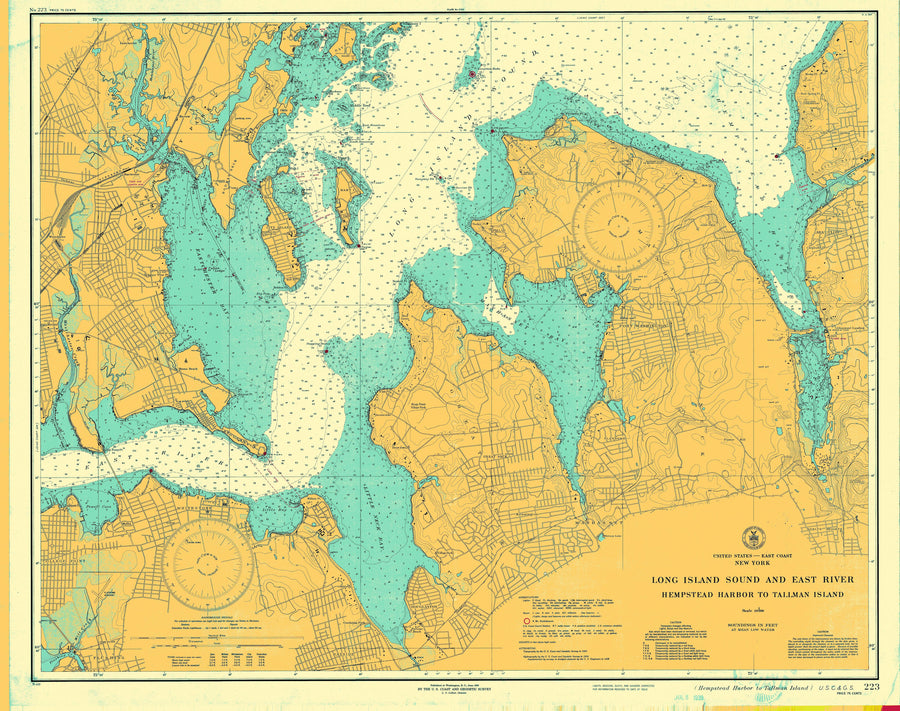 Long Island Sound and East River Map - 1939