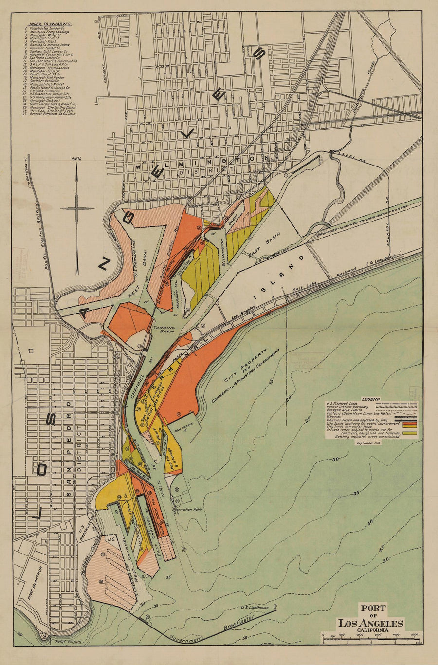 Los Angeles Port Map - 1915