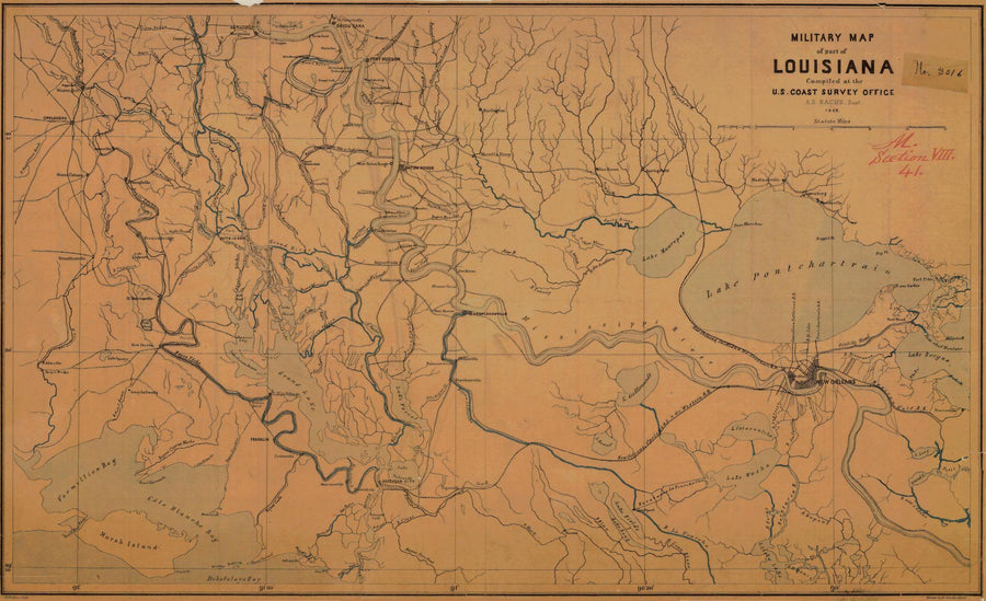 Louisiana Military Map - 1863