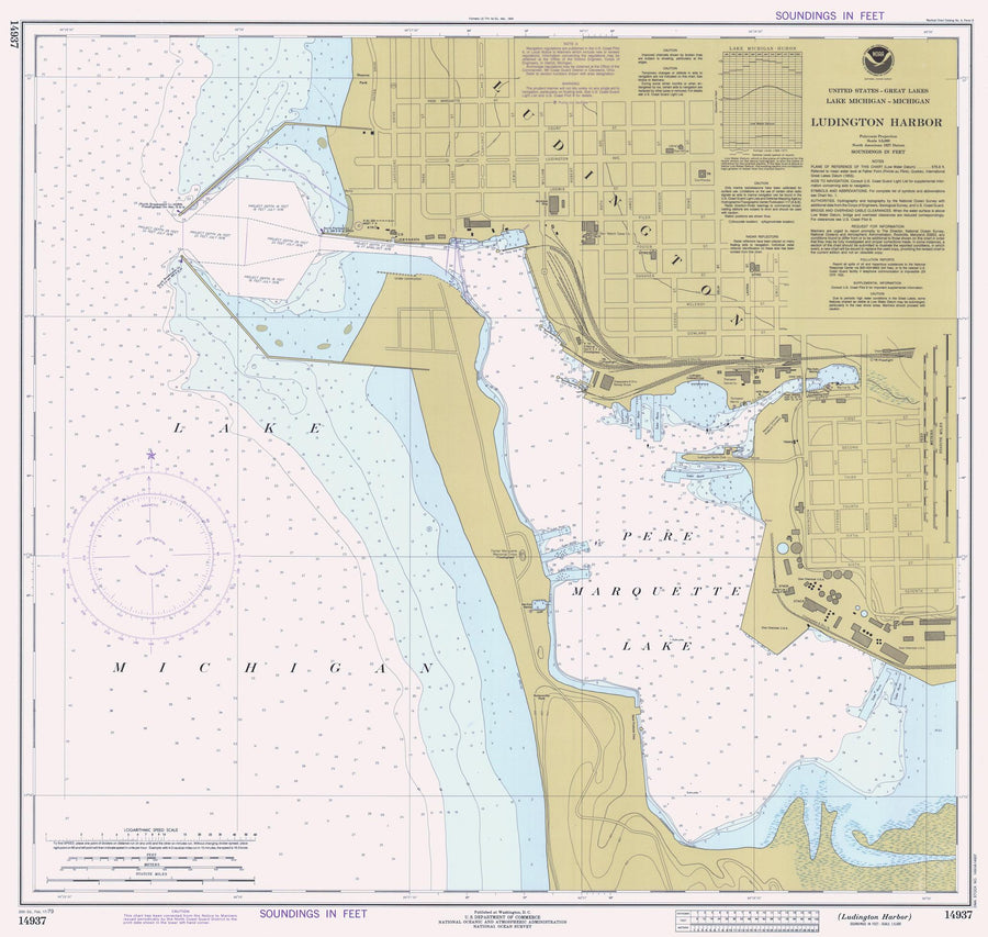 Ludington Harbor - Lake Michigan Map - 1979