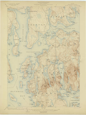 Mt. Desert Island Maine - Geographical Map 1904
