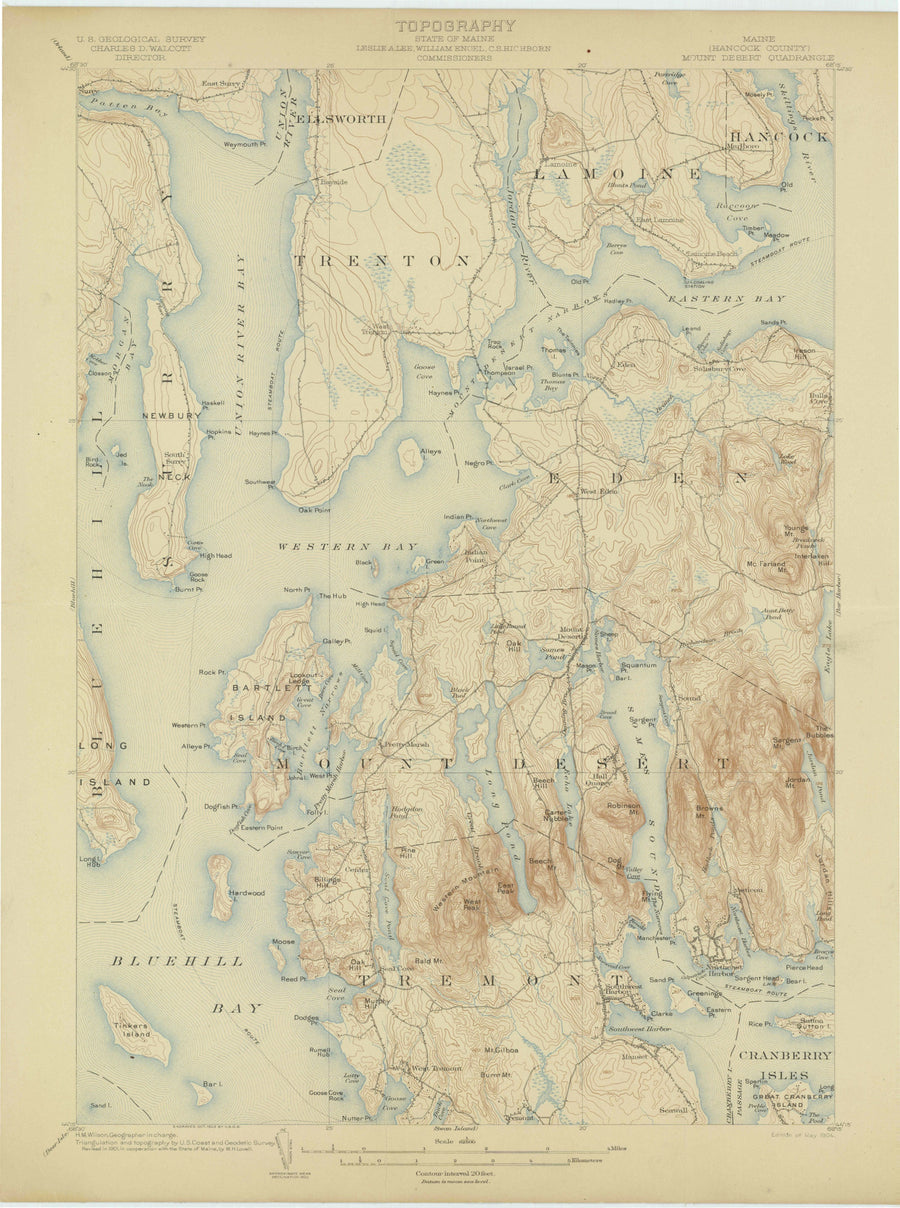 Mt. Desert Island Maine - Geographical Map 1904