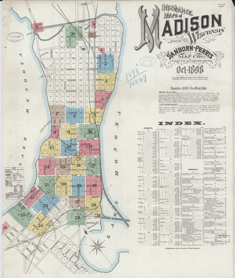 Madison Wisconsin Map - 1898