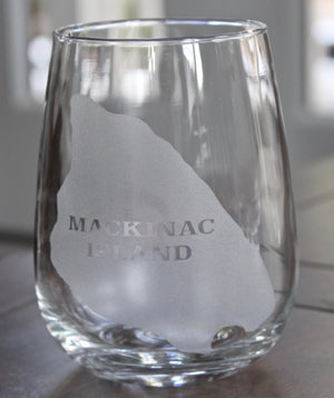 Mackinac Island Map Engraved Glasses
