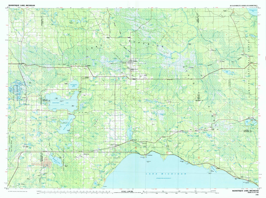 Manistique Lake Topographic Map - 1985