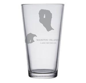 Manitou Islands Map Engraved Glasses