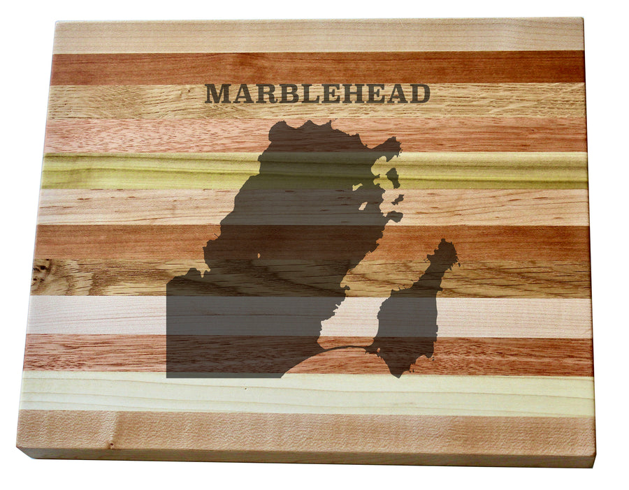 Marblehead Map Engraved Wooden Serving Board & Bar Board