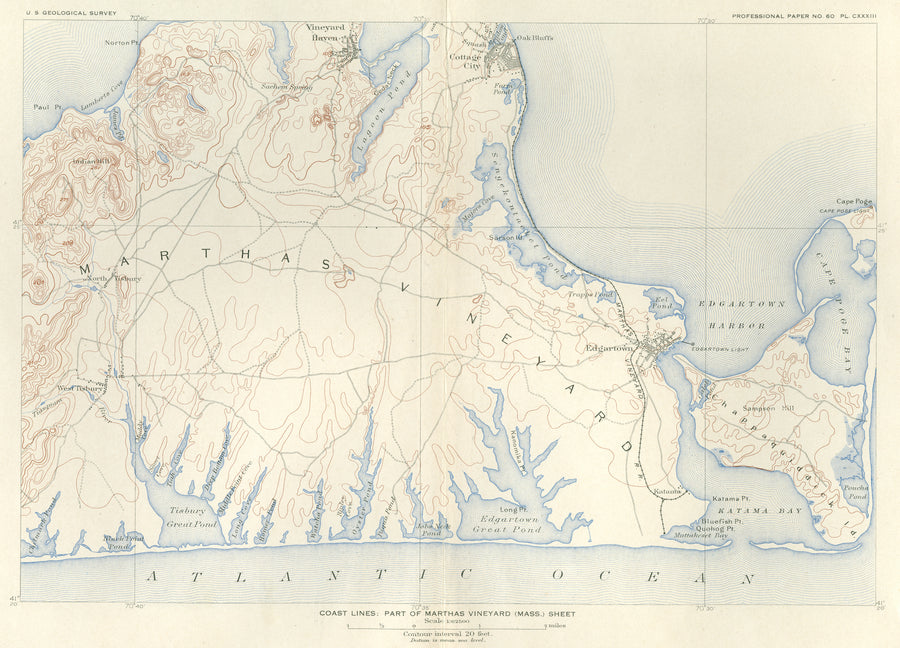 Martha's Vineyard Map - 1908