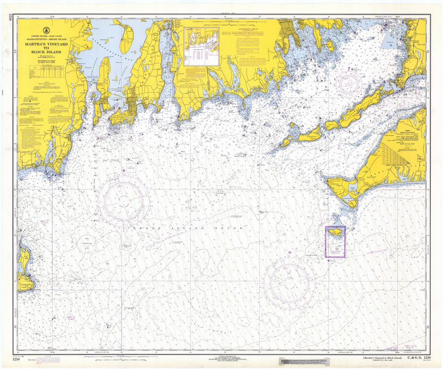 Martha's Vineyard to Block Island Map - 1969