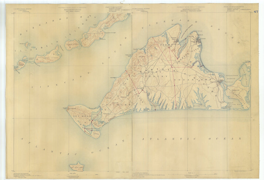 Martha's Vineyard Map - 1887