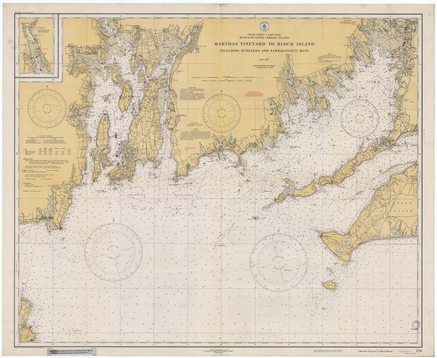 Martha's Vineyard to Block Island Map - 1934