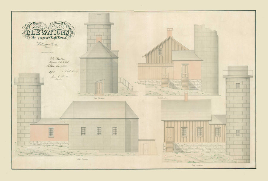Matincus Lighthouse - Proposed Elevation #2 - 1856