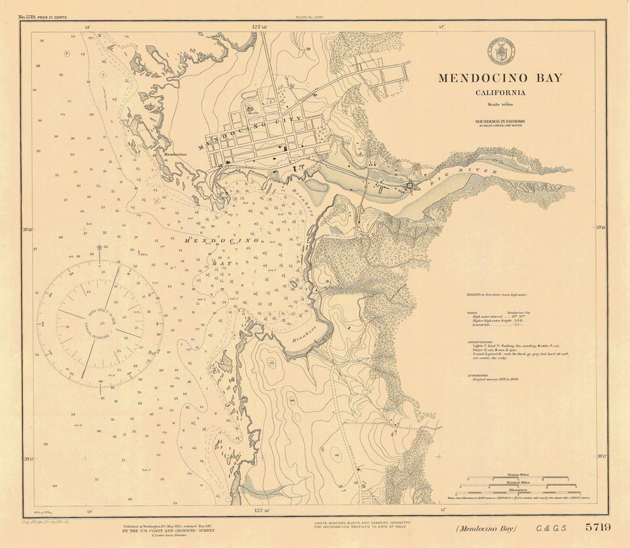 Mendocino Bay Map - 1926