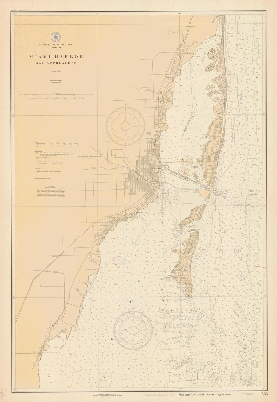 Miami Harbor and Approaches Map - 1927
