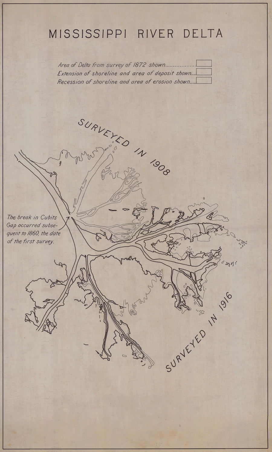 Mississippi River Delta Map - 1916