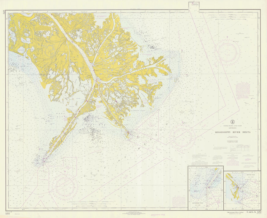 Mississippi River Delta Map - 1968