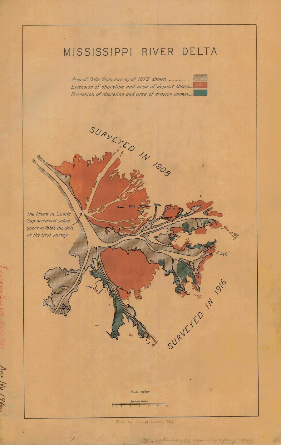 Mississippi River Delta Map - 1917