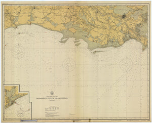 Mississippi River to Galveston Map - 1925