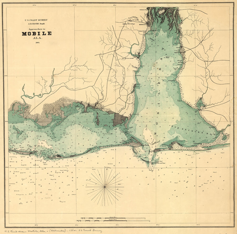 Mobile Bay Map - 1864 (square)