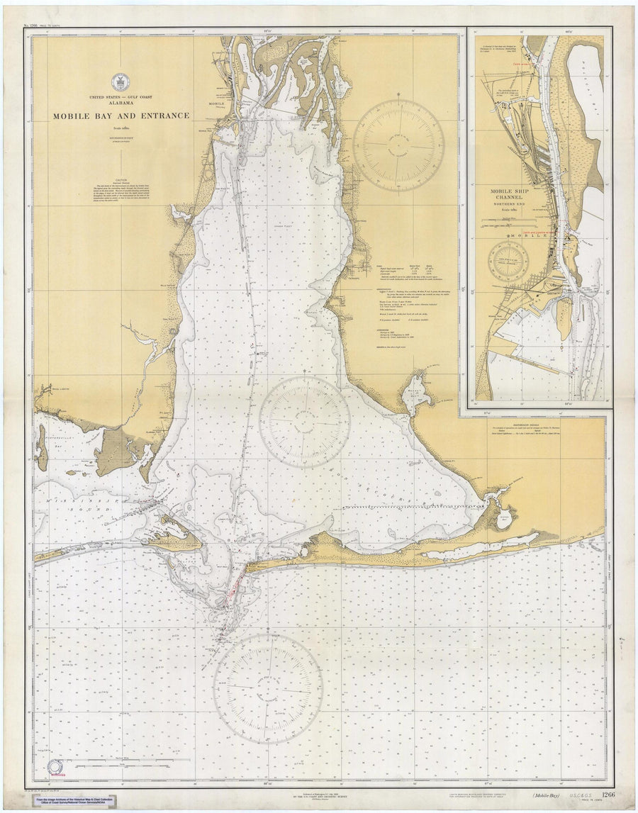 Mobile Bay Map Notecards (1933) 4.25"x5.5"