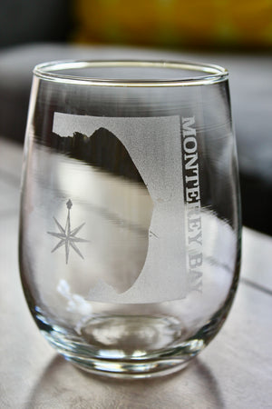 Monterey Bay Map Engraved Glasses