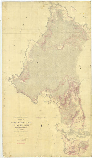 Monterey Bay to Carmel River Map - 1876