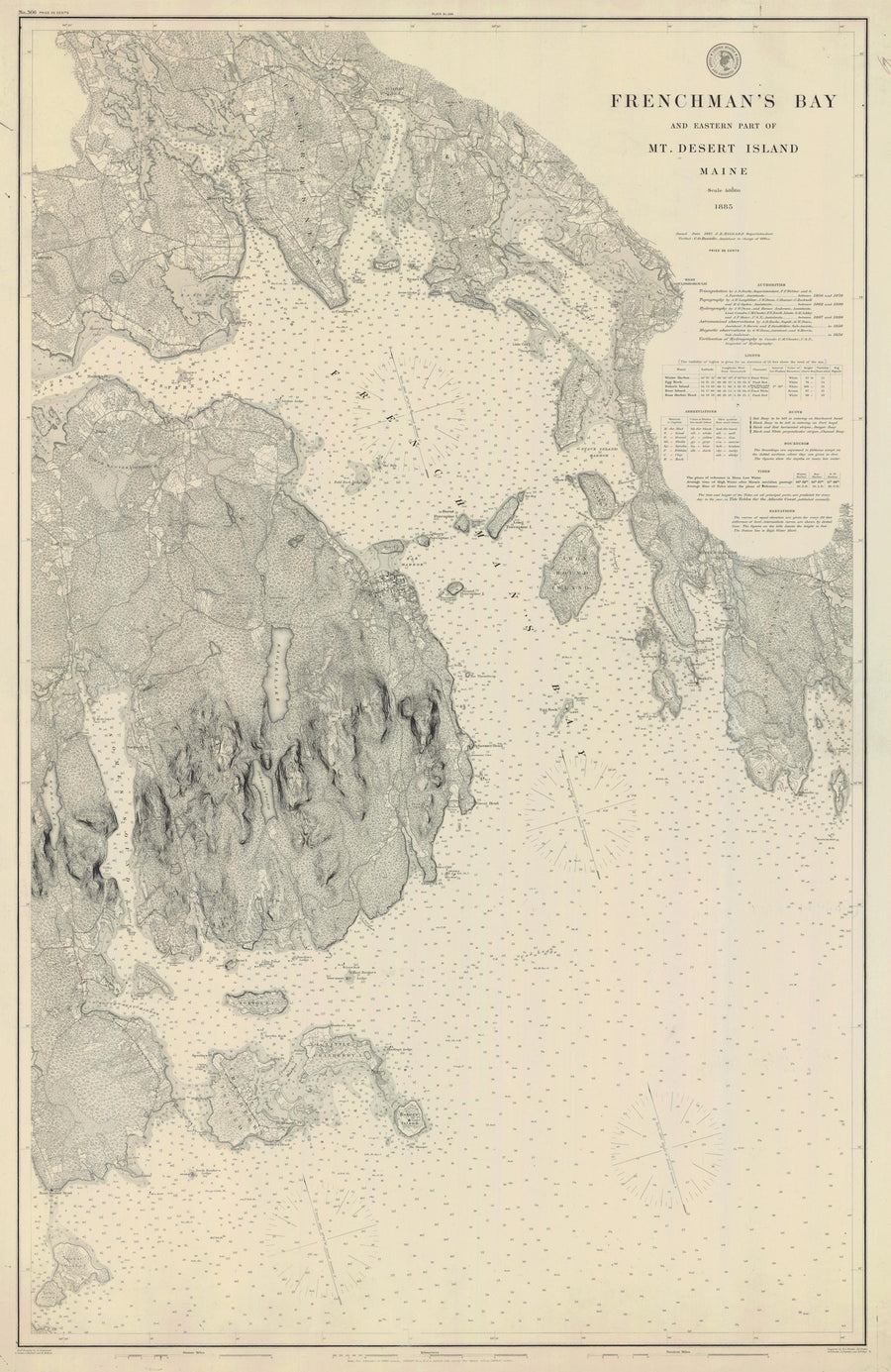 Mt. Desert Island - Frenchman's Bay Map 1885